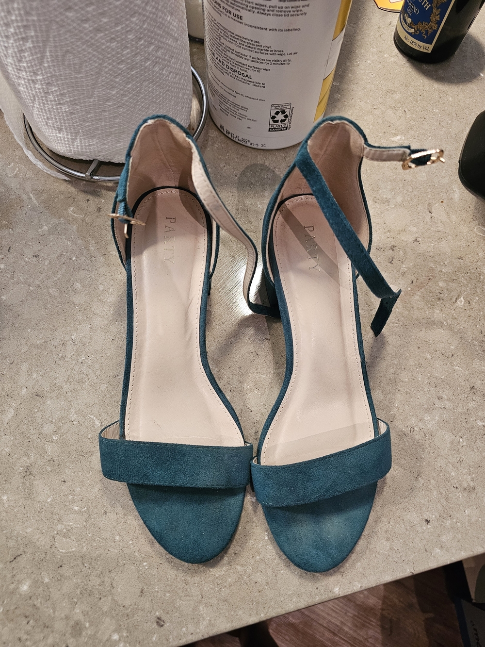 Womens Green-Teal Ankle-Strap Open-Toe Sandals